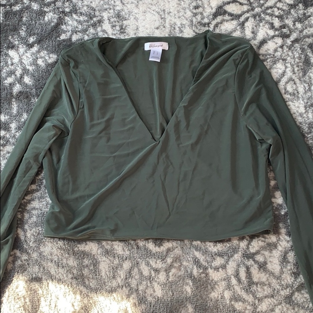 Green crop top, silky